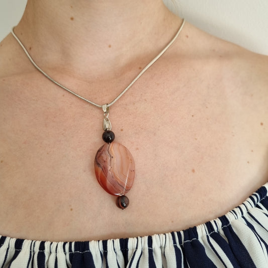 Carnelian and Red Tiger's Eye Pendant