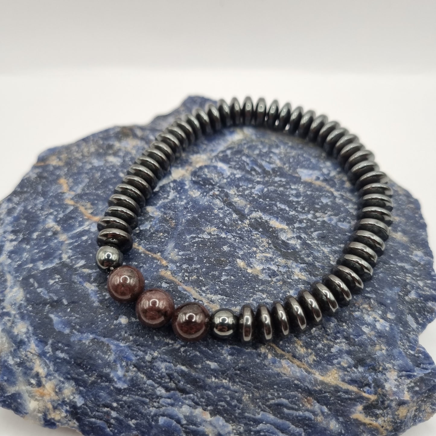 Men's Hematite & Garnet Bracelet