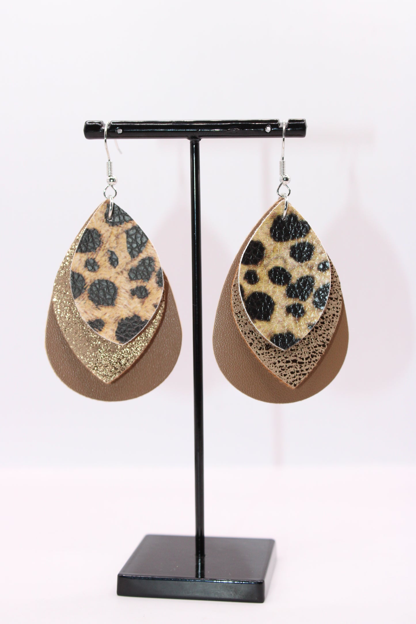 3 Tier Water Drop Leopard Print Earrings