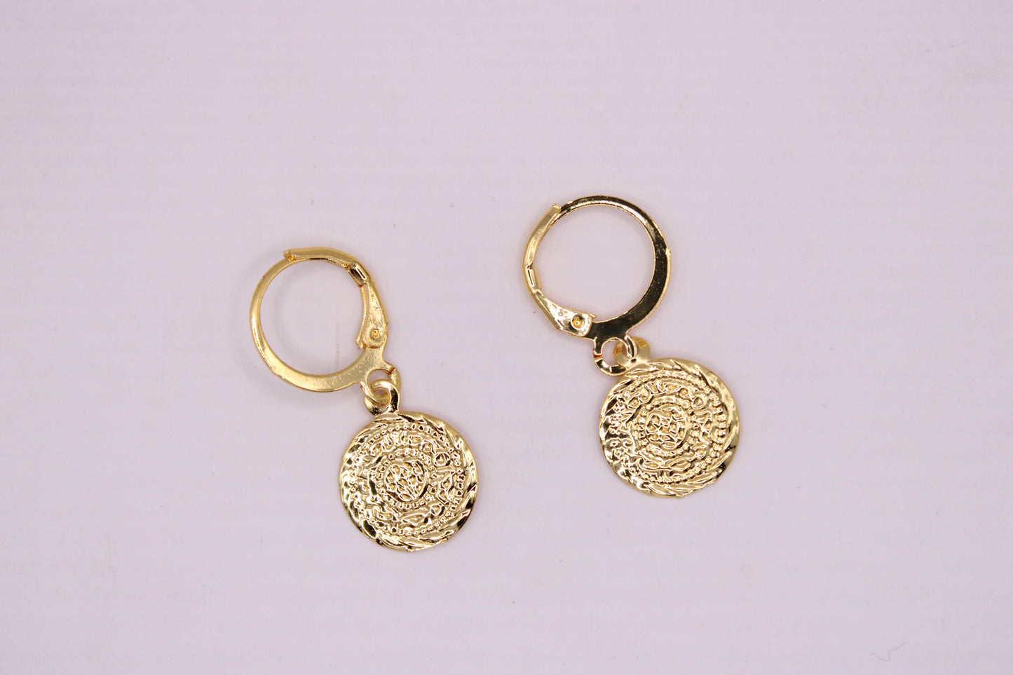 Gold Medallion Hoops