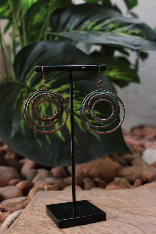Bronze Geometric Circle Earrings