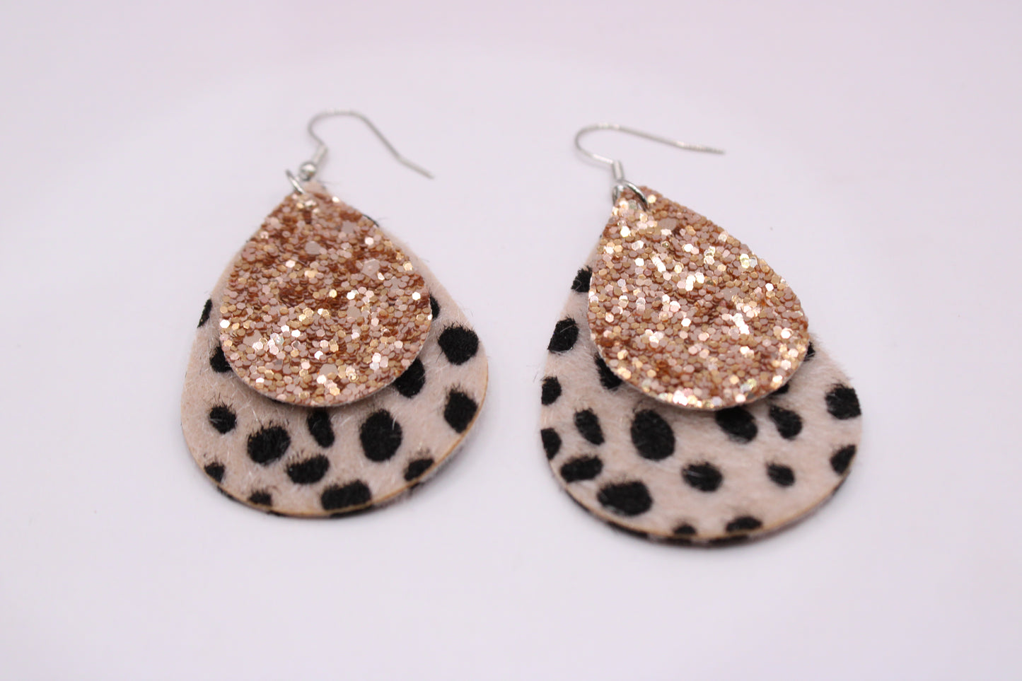 Leopard Sparkle Water Drop Earringse