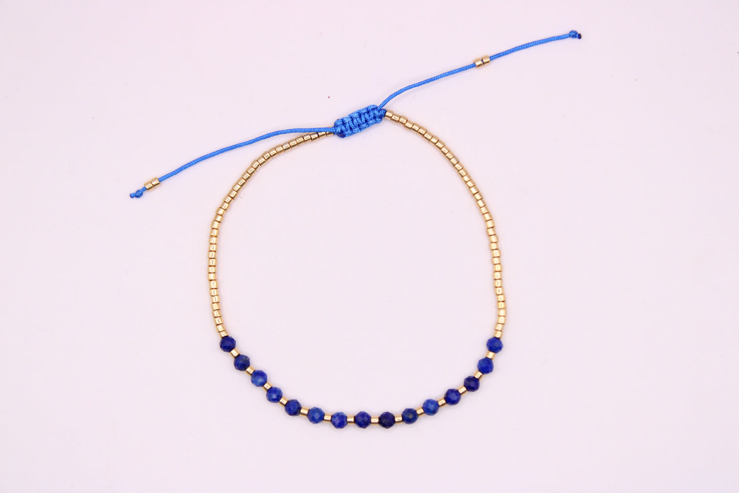 Dainty Adjustable Gemstone Macrame Bracelet