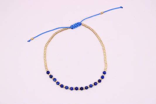 Dainty Adjustable Gemstone Macrame Bracelet
