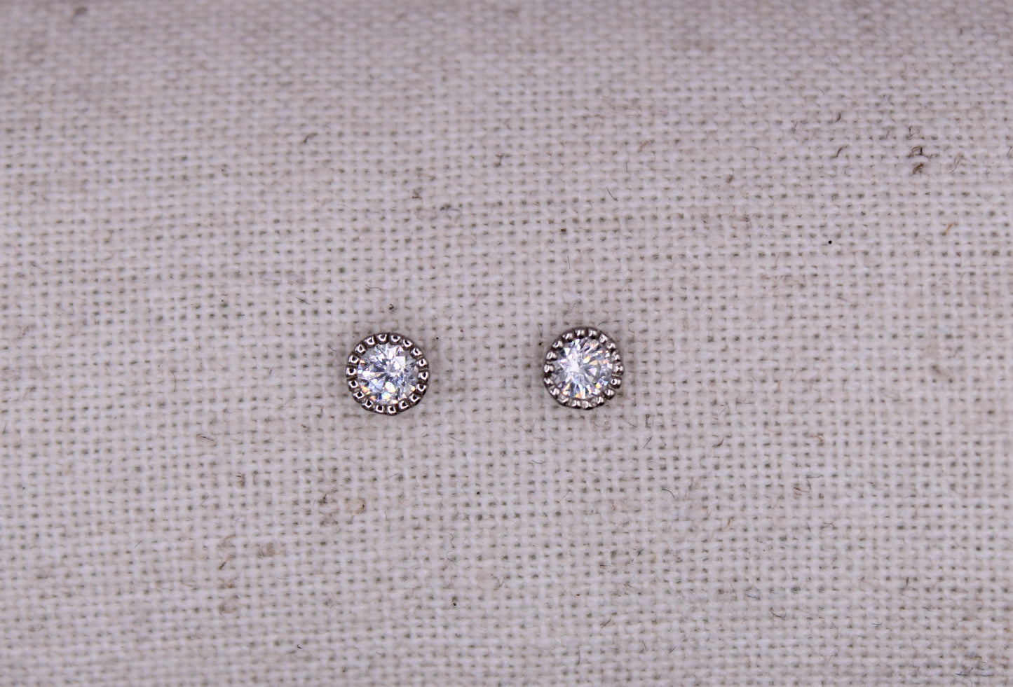 Cubic Zirconia Sterling Silver Studs 4mm