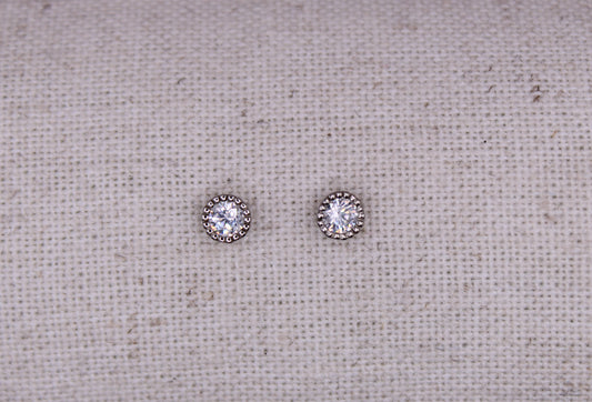 Cubic Zirconia Sterling Silver Studs 4mm